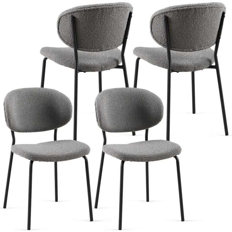 Boucle Dining Chairs, Dining Chairs With Metal Legs For Dining Room, Kitchen, Living Room by HouseOfZazla