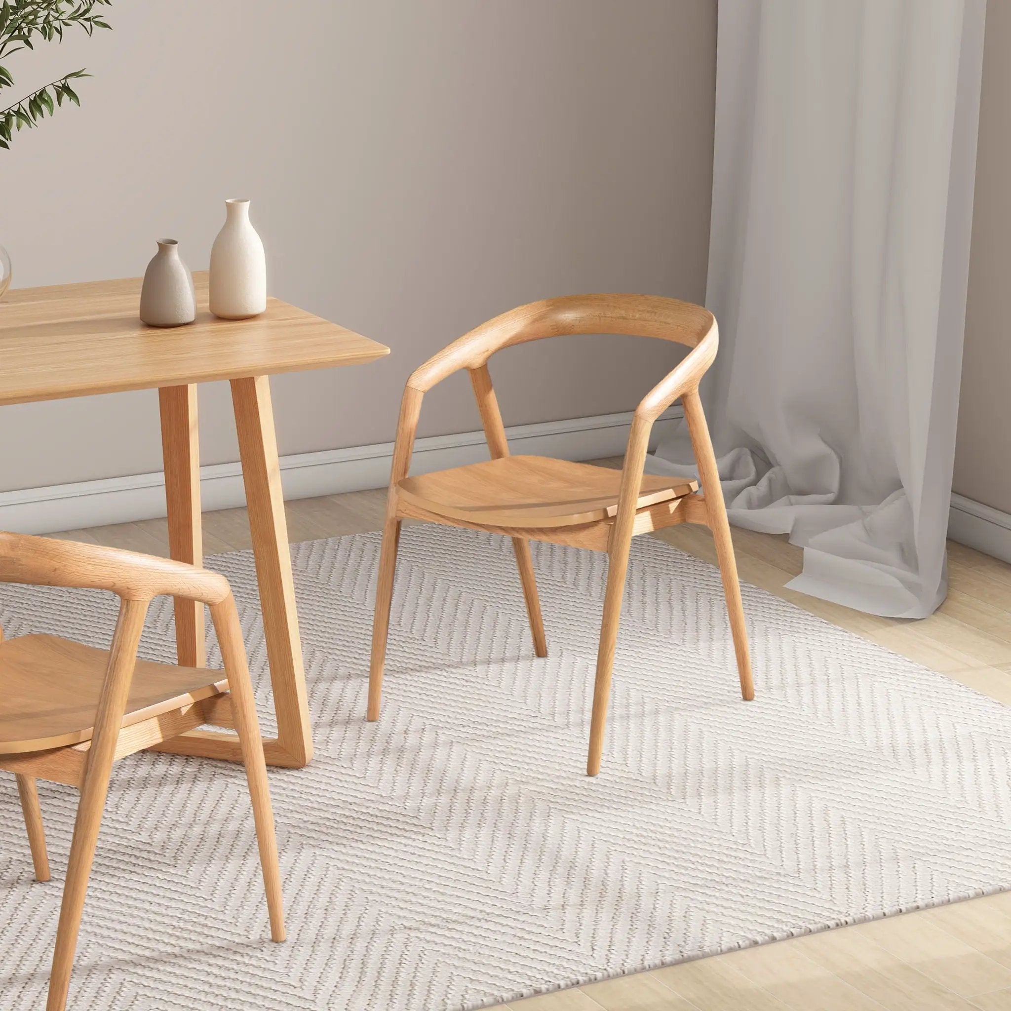 Simeon - Scandinavian Sculpted Dining Chair - Warm Natural Brown by Unique Piece Furniture