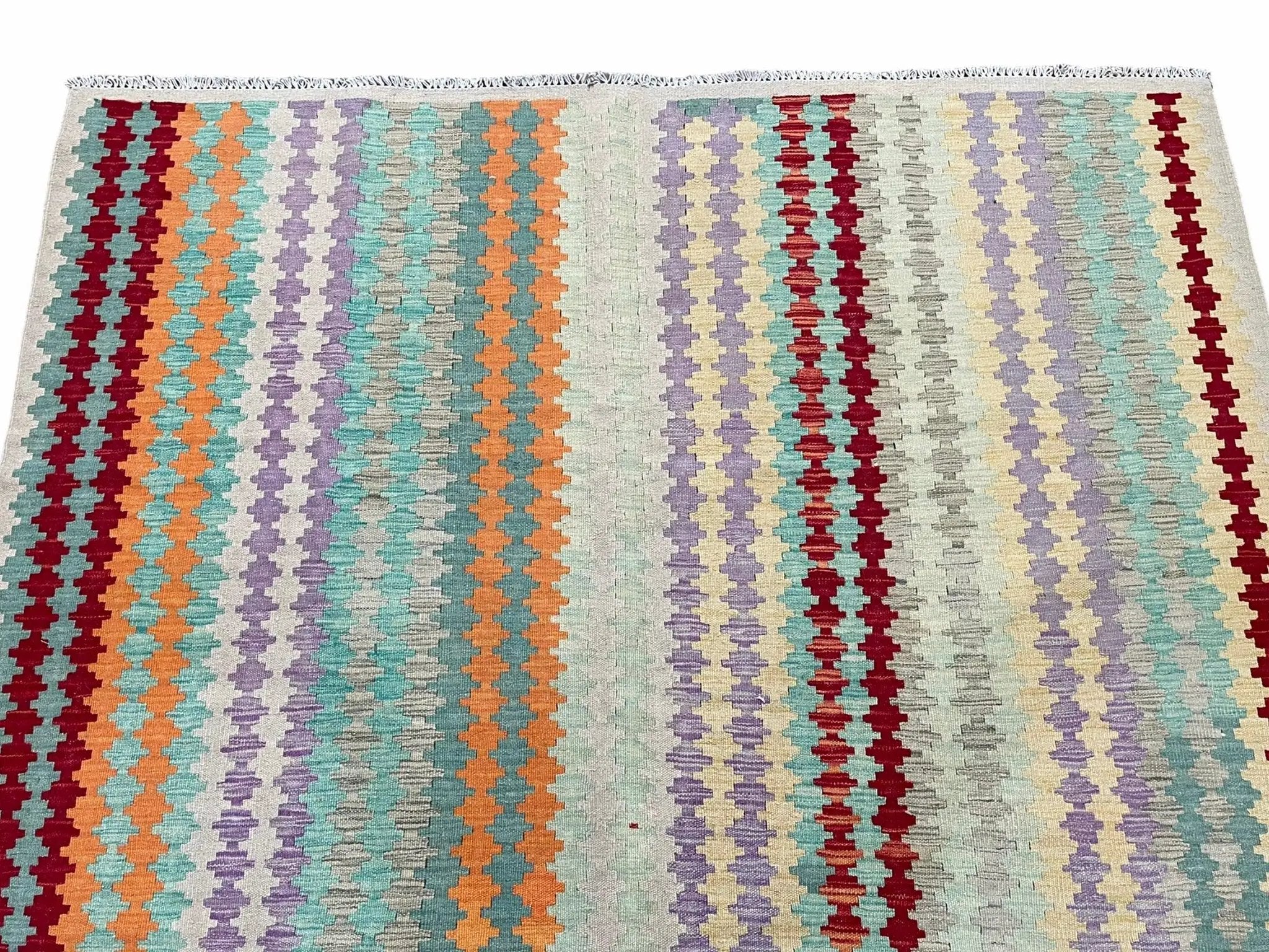 Colorful Kilim Rug 6x8 Multicolor Turkish Kilim Rug 6 x 8 Flat Weave Kilim Playful Anatolian Kilim Wool Kilim New Rug by Jewel Rugs