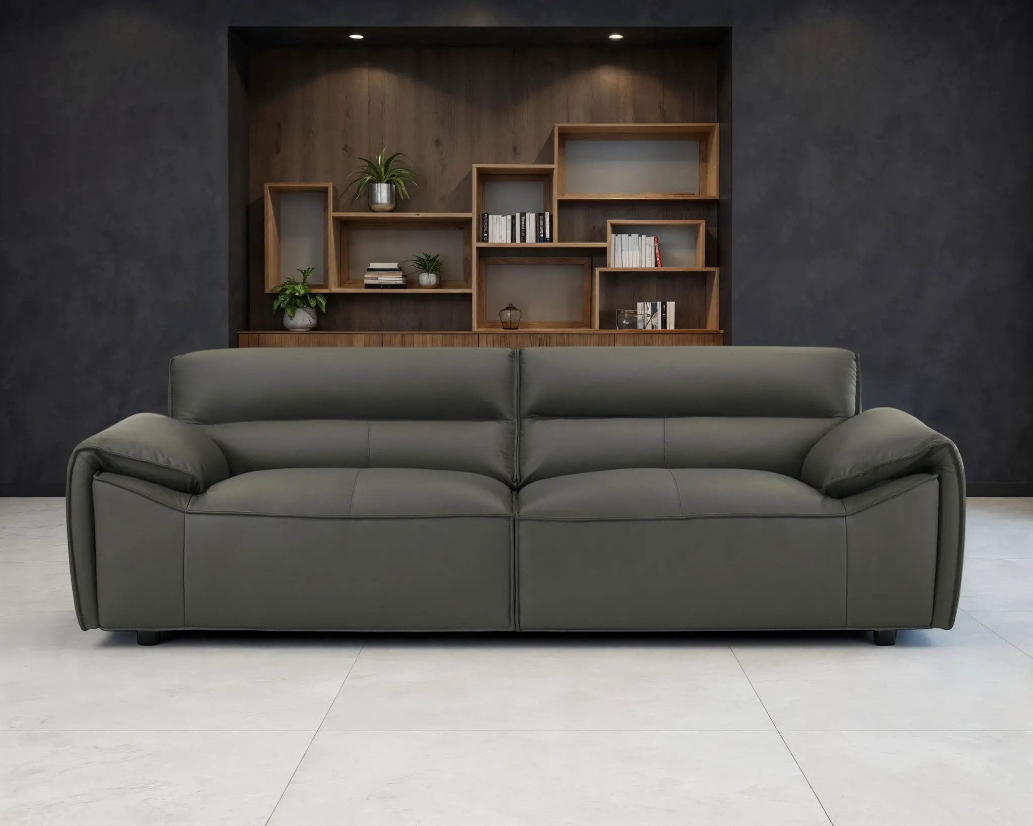 Buxton Top Grain Leather Upholstered Sofa Graphite by Unique Piece Furniture