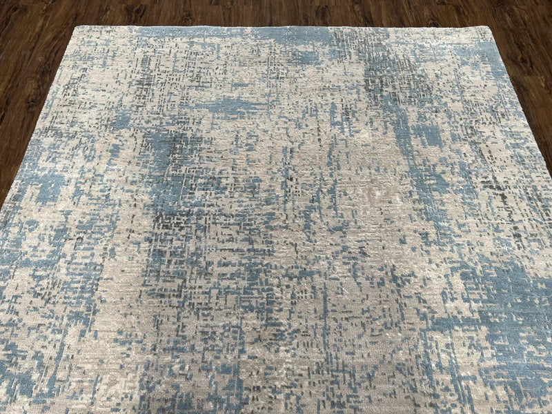 Modern Tibetan Rug 5x8 ft Light Blue and Gray Carpet, Contemporary Wool Rug, Handmade Nepali Rug, Raised Pattern, Tibet Area Rug, Nepal Rug by Jewel Rugs