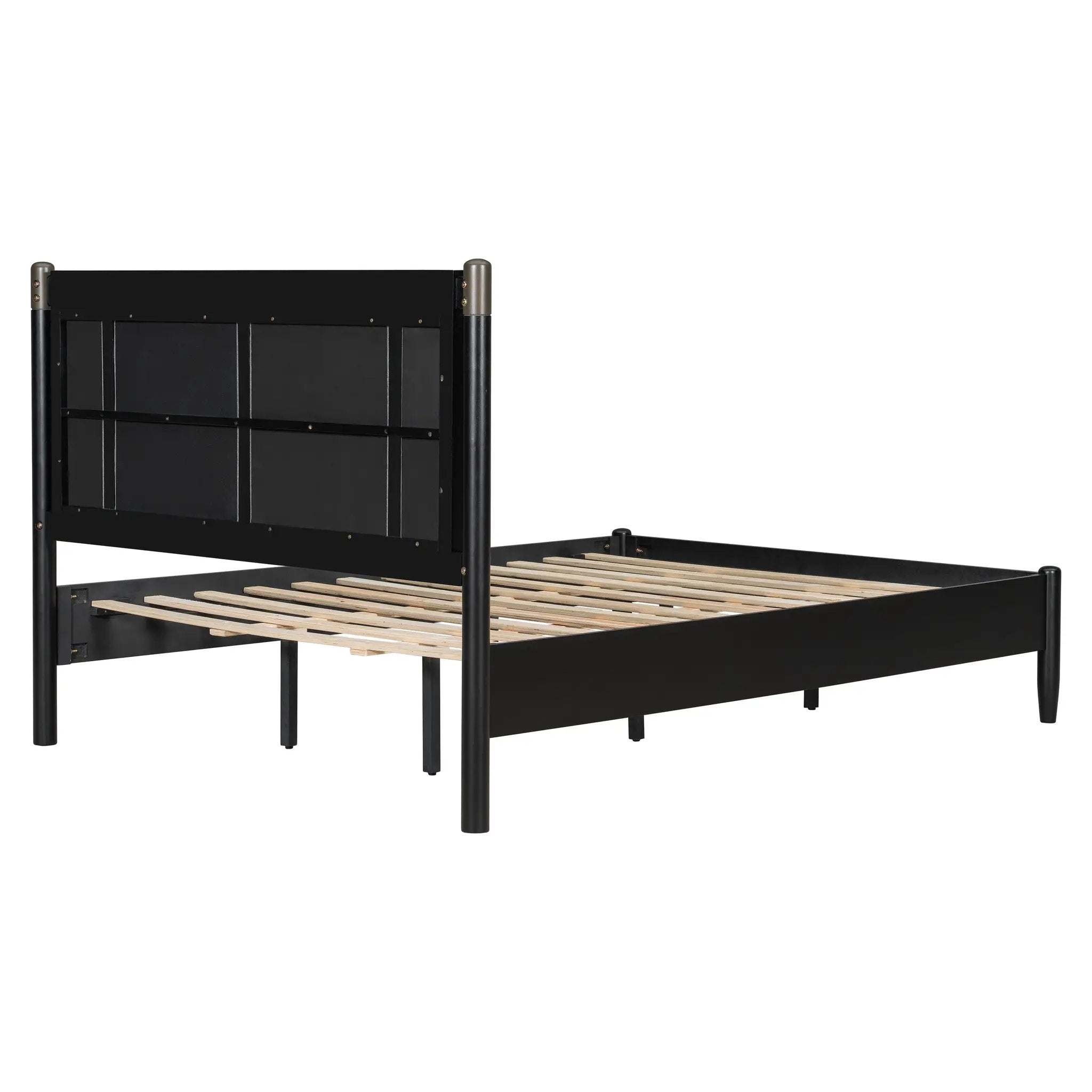 Solid Wood Queen Bed, Heavy Duty 500 lbs Support, No Box Spring Needed by HouseOfZazla