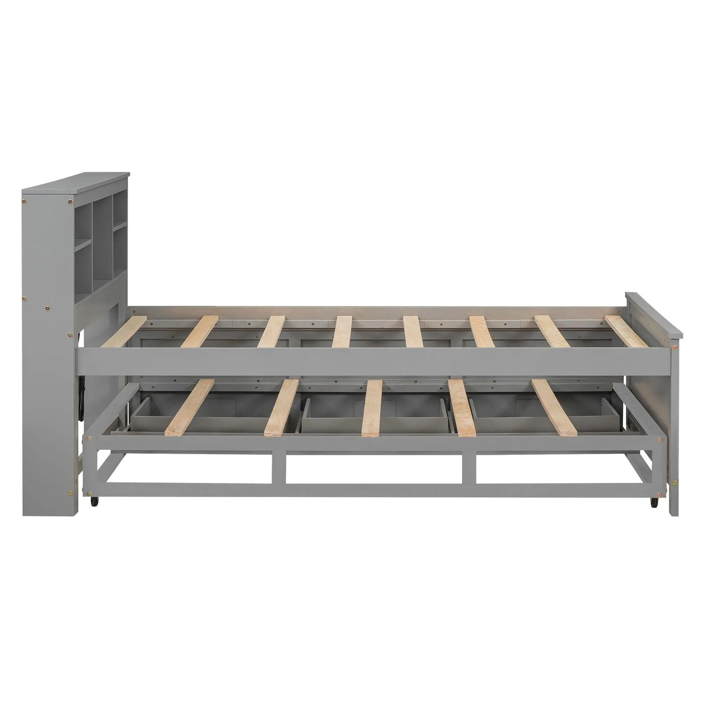 Platform Bed With Storage Headboard, USB, Trundle And 3 Drawers by HouseOfZazla