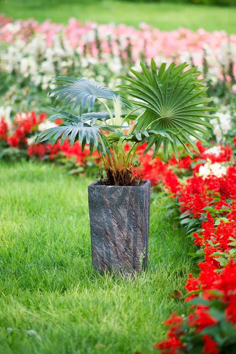 9.4x9.4x18.1' Cement Planter Large, Indoor Outdoor Garden Functional Decor by HouseOfZazla