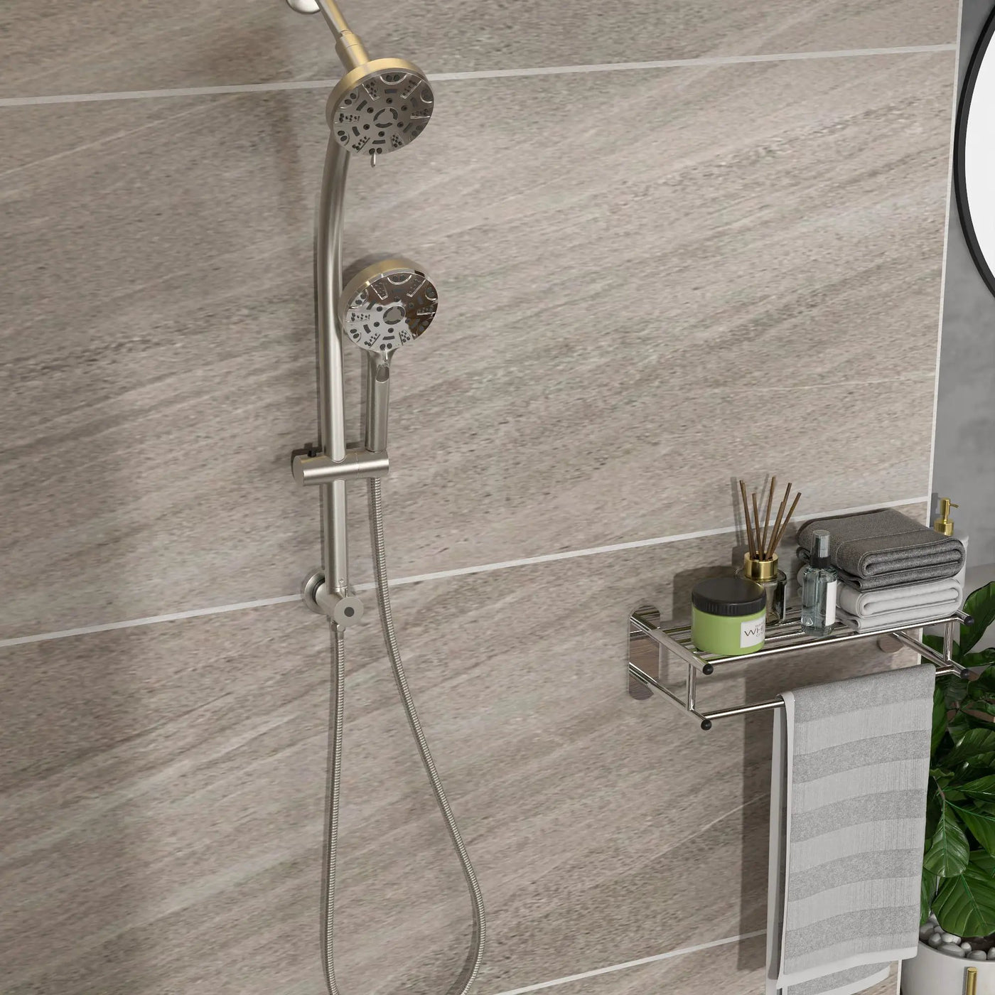 Multi Function Dual Shower Head System With 4.7" Rain Showerhead, 8 Function Hand Shower, Adjustable Slide Bar by HouseOfZazla