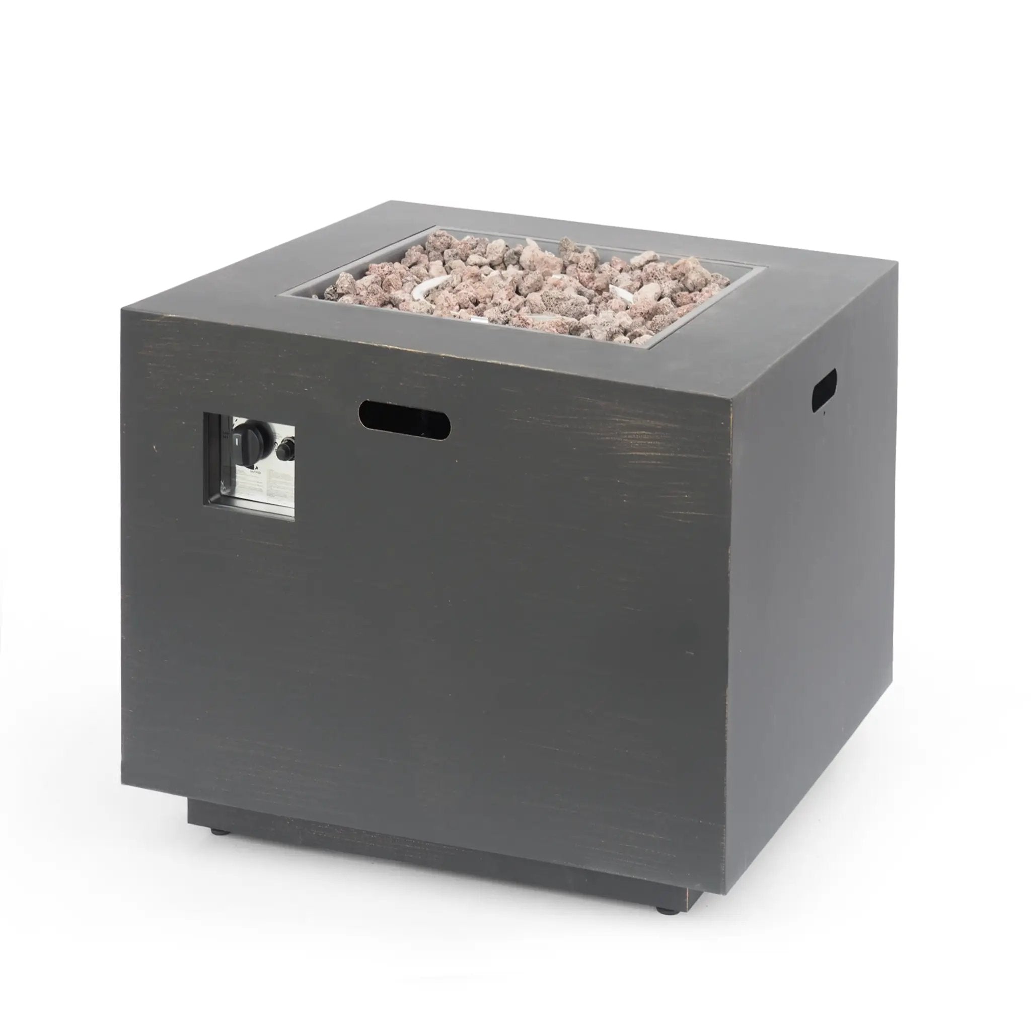 33" Outdoor Iron Square Propane Fire Pit - Brushed Brown by HouseOfZazla