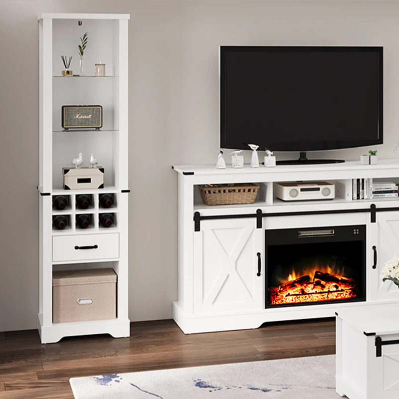75'' Tall Storage Cabinet with LED Light, Farmhouse Style by HouseOfZazla