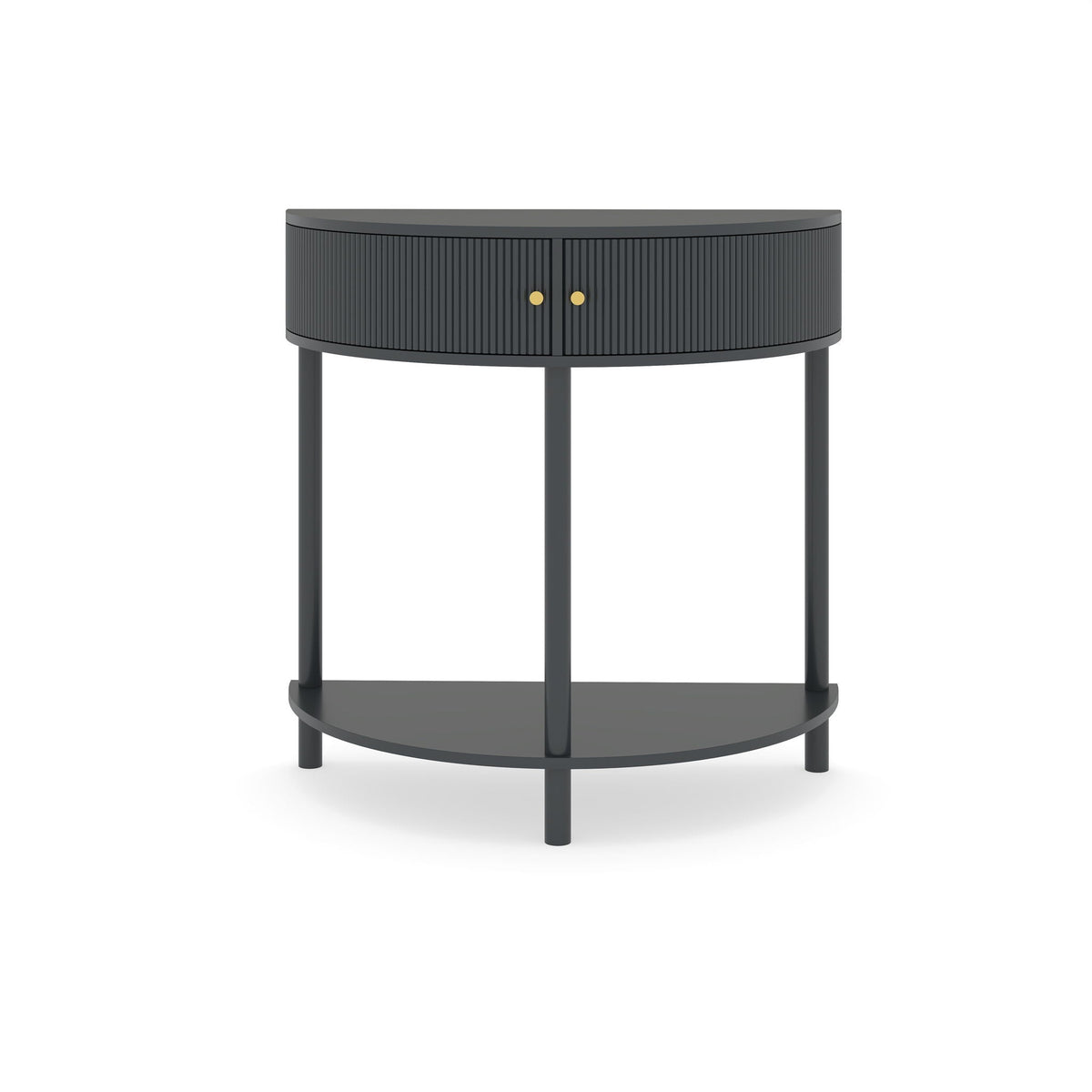 Demi Lune Console Table with 2 Storage Drawers - White, Dark Gray, Dark Brown, photo 2 of 12