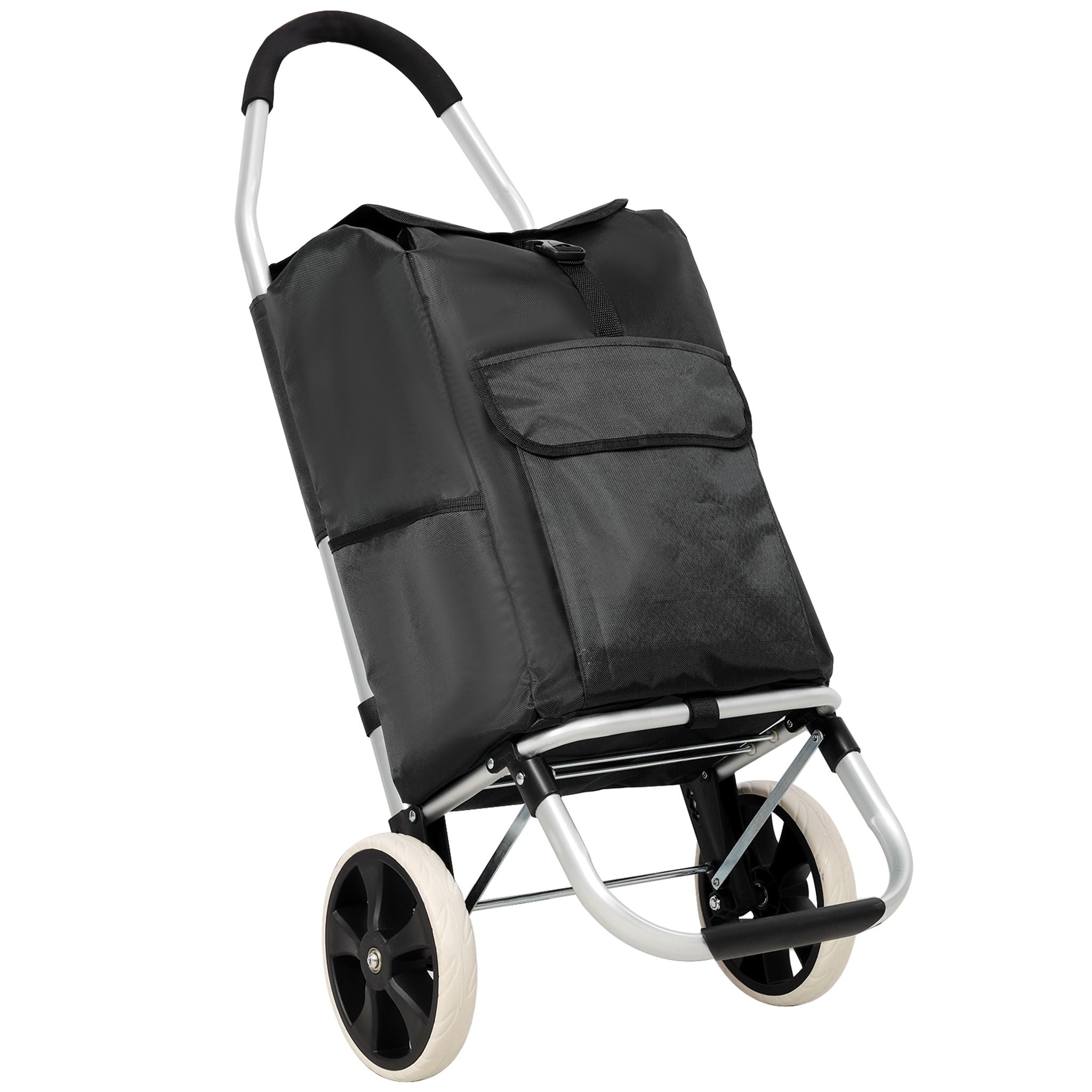 Foldable Shopping Trolley With Wheels And Removable Waterproof Bag - Black by HouseOfZazla