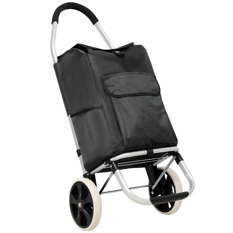 Foldable Shopping Trolley With Wheels And Removable Waterproof Bag - Black by HouseOfZazla