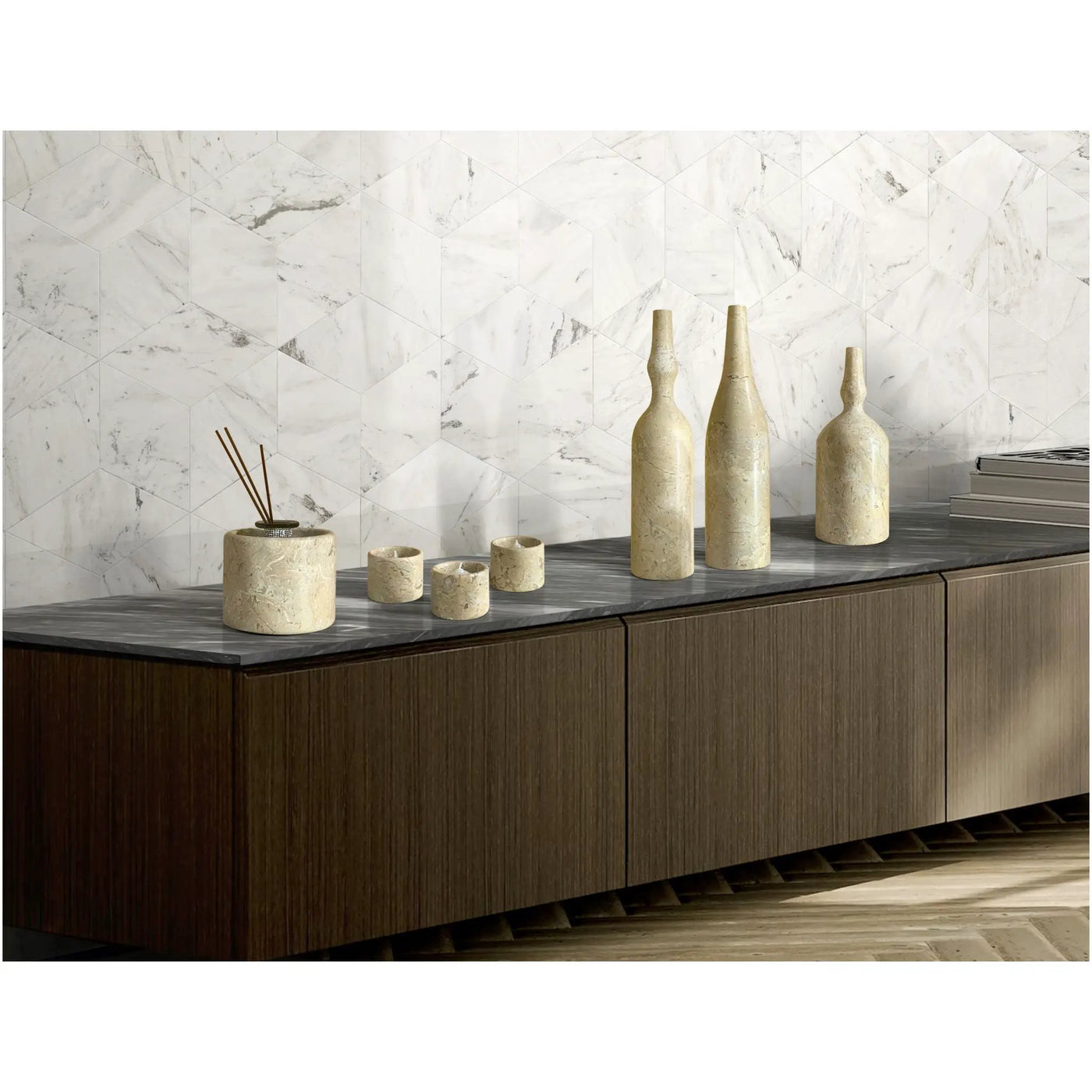 7 Pieces Luxury Natural Marble Living Room Accessories Set by Unique Piece Furniture