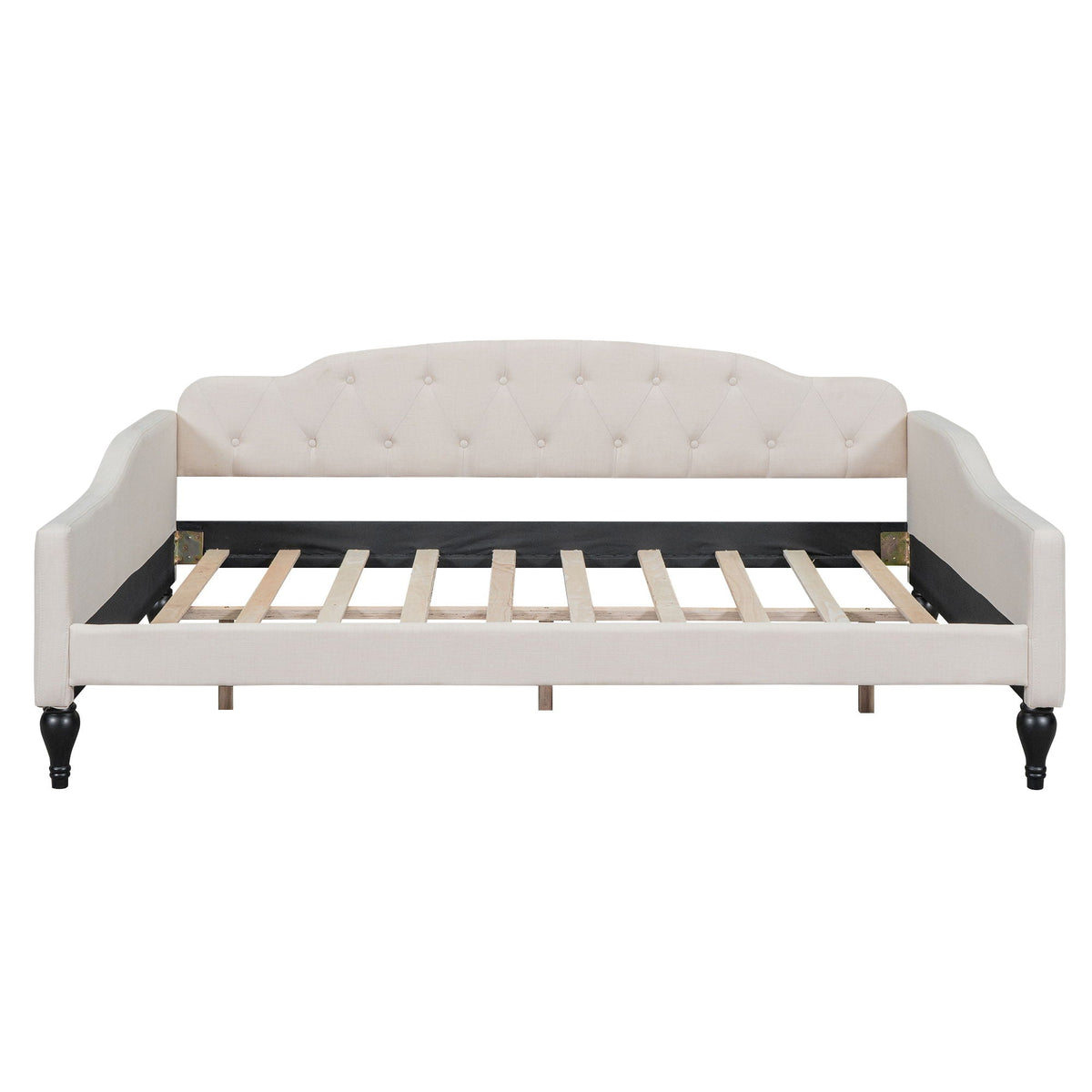 Upholstered Tufted Daybed with Storage Options - Beige