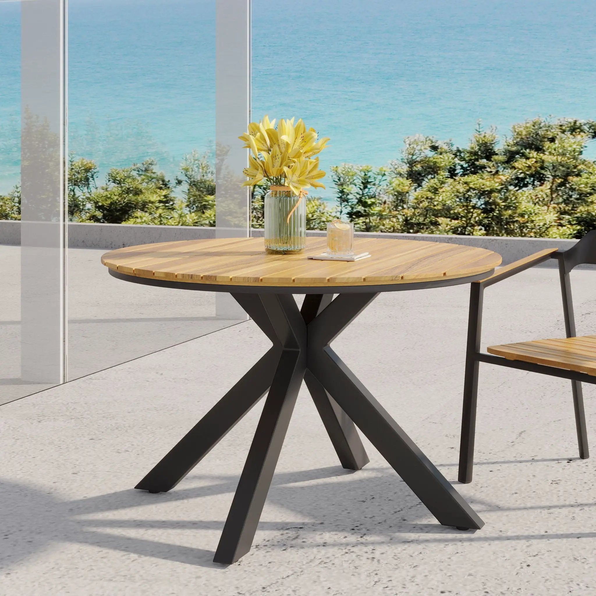 Outdoor Dining Table - Teak / Black by HouseOfZazla