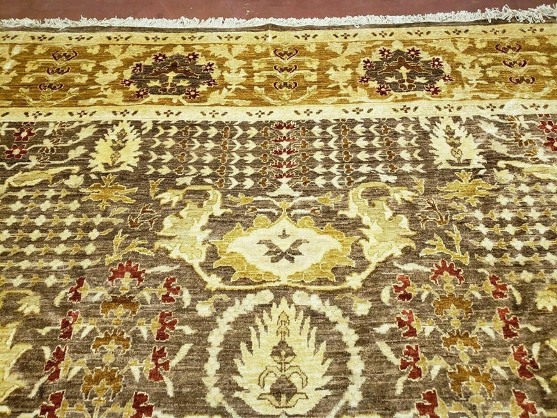 10' X 14' Handmade Pak Peshavar Chobi Agra Wool Carpet Coffee Brown Gold by Jewel Rugs