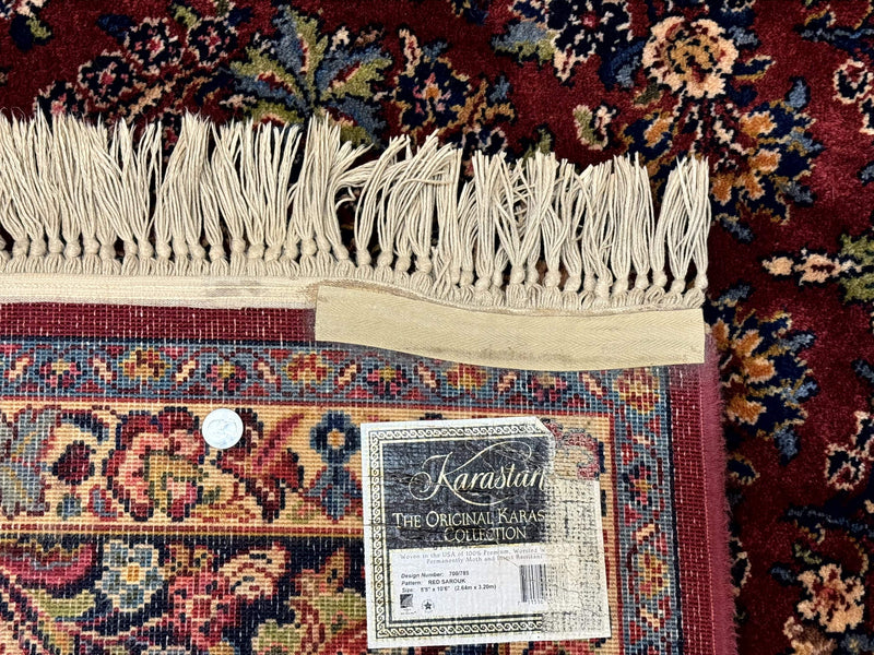 8.8 x 10.6 Karastan Red Sarouk Rug #785, Wool Pile Original 700 Series by Jewel Rugs