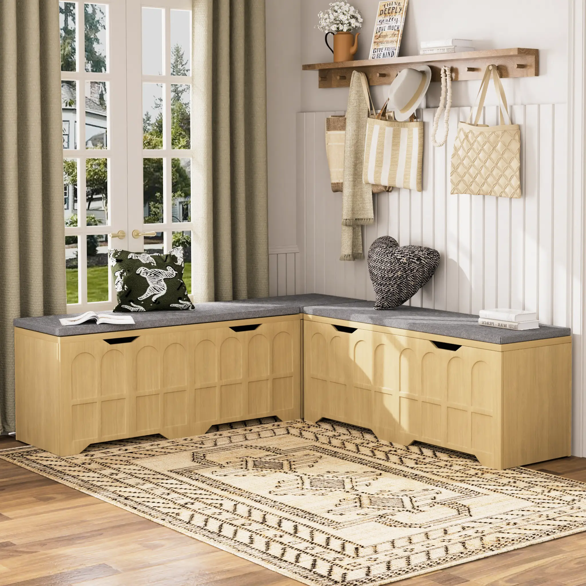 3-Piece L-Shaped Multifunctional Storage Bench by HouseOfZazla