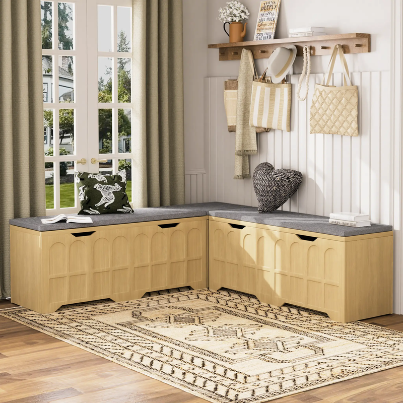 3-Piece L-Shaped Multifunctional Storage Bench by HouseOfZazla