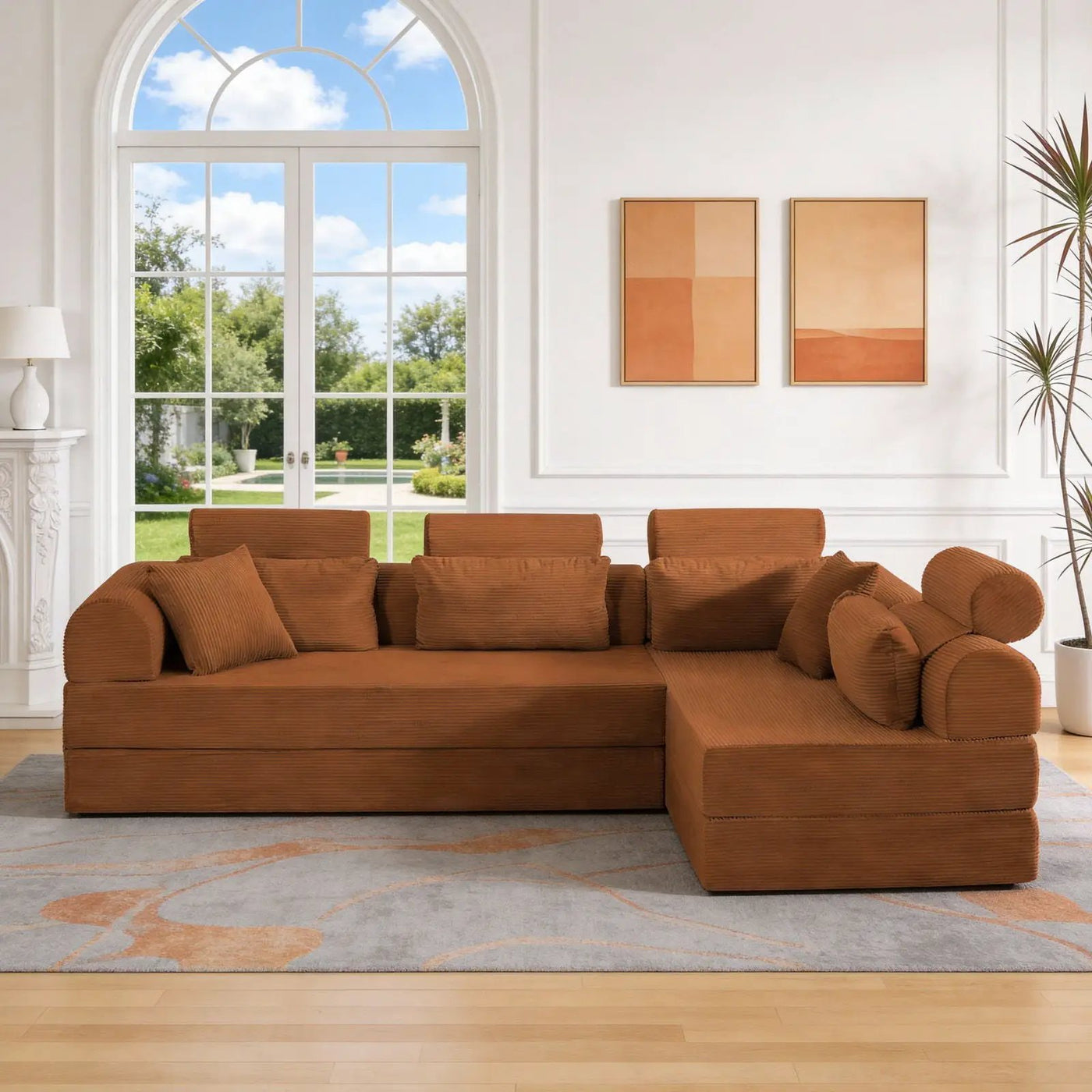 Modern L-Shape Modular Sectional Sofa, Compressed Design by HouseOfZazla