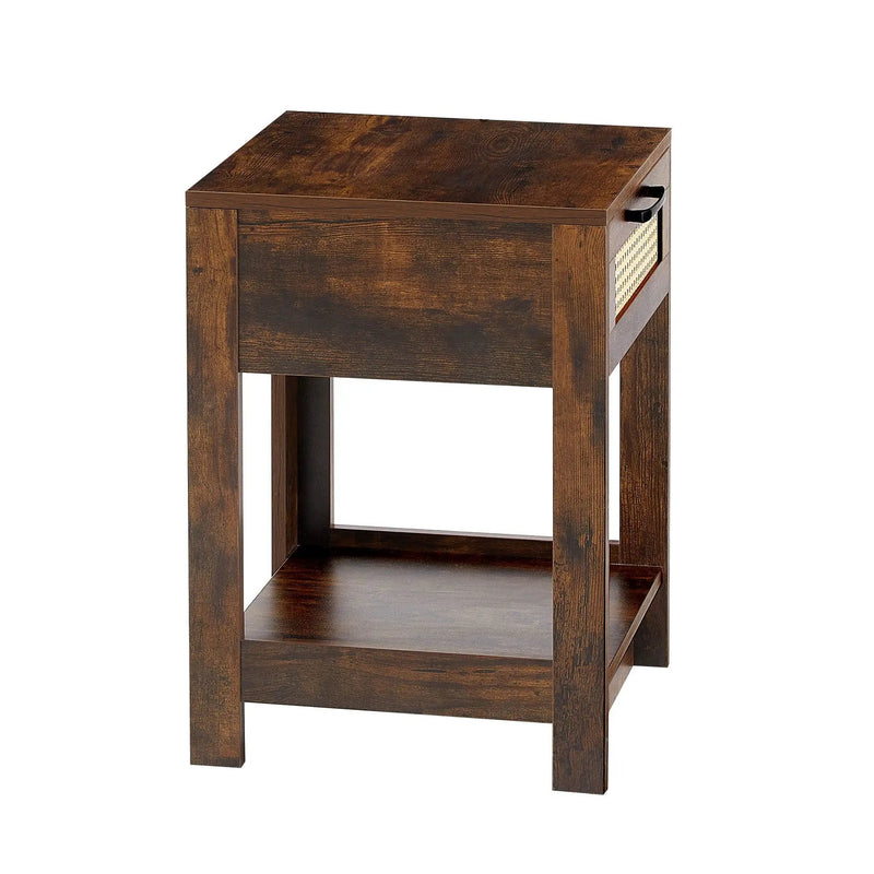 15.75" Rattan End Table With Drawer, Modern Nightstand, Side Table For Living Room, Bedroom by HouseOfZazla