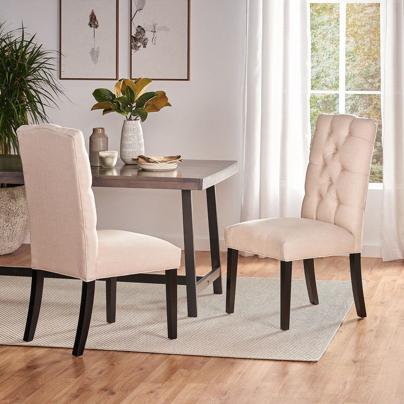 Harding Tufted Dining Chair Set of 2 - Natural by HouseOfZazla
