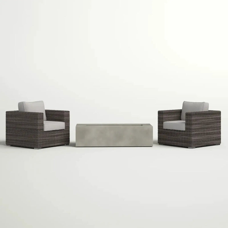 Outdoor Rattan Wicker Seating Set With Cushions 2 Person Patio Furniture - Espresso / Gray by Unique Piece Furniture