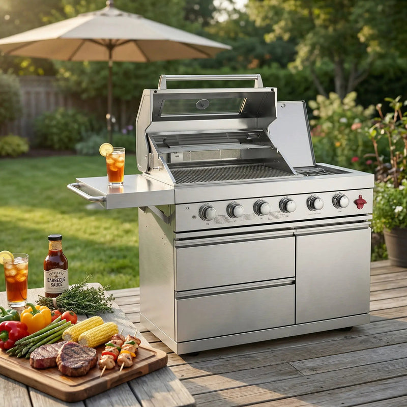 75300 BTU 6 Burners Deluxe Stainless Steel Gas Outdoor Kitchen Barbecue Island Grill by HouseOfZazla