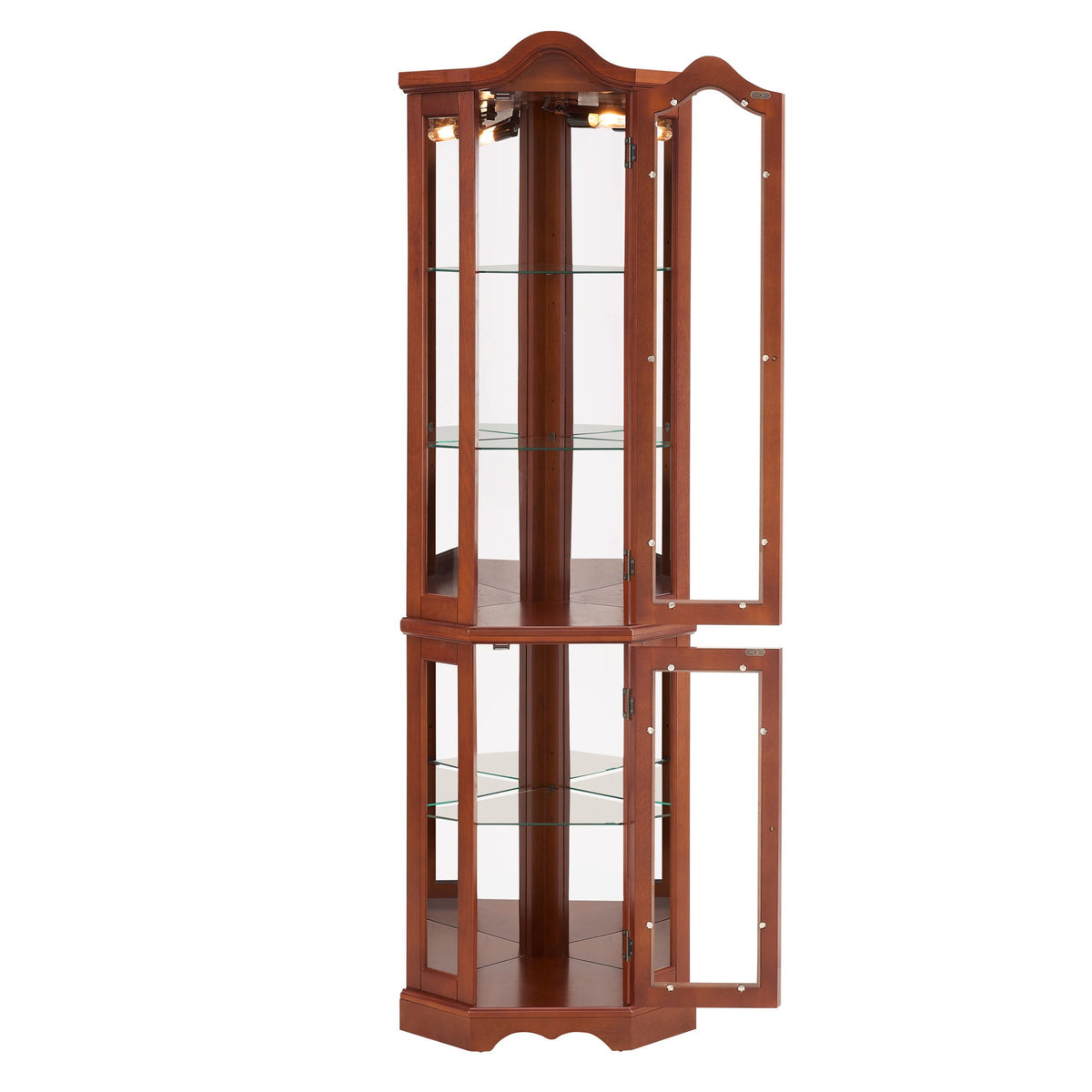Corner Curio Cabinet with Lights and Adjustable Shelves - Walnut, photo 5 of 20