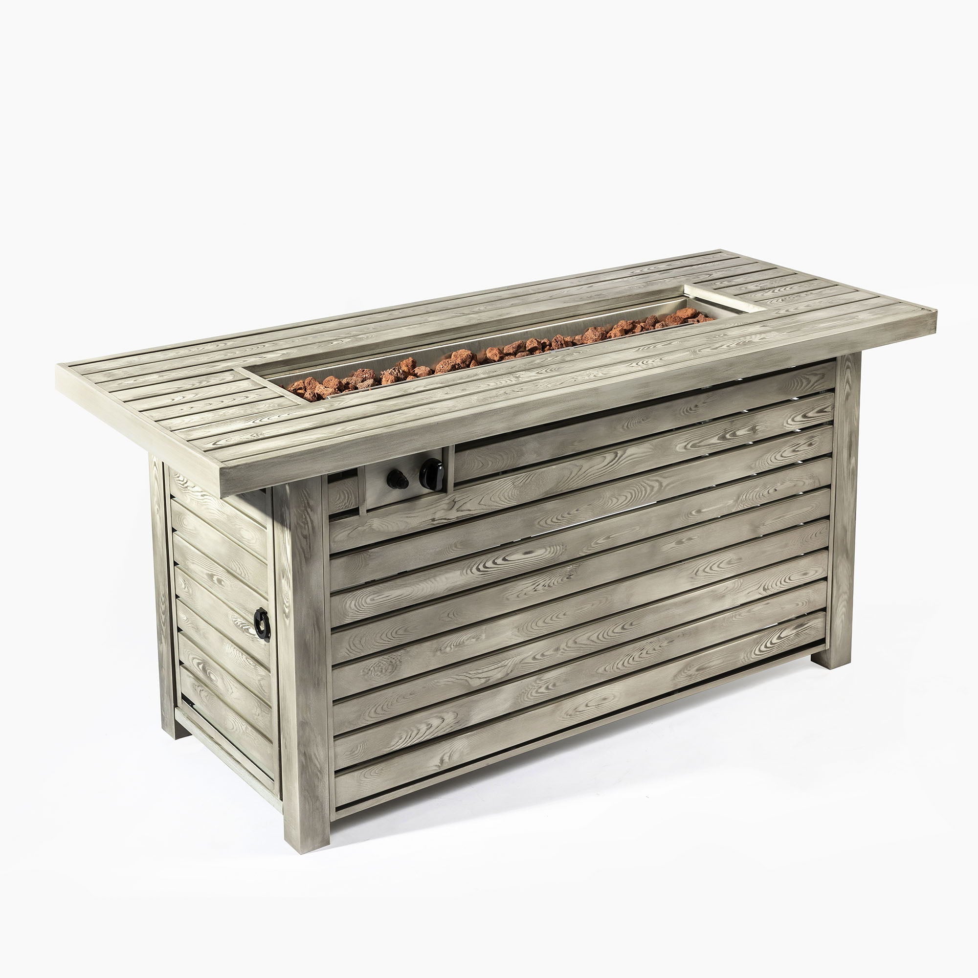 Propane Gas Fire Pit Table, 50000 Btu, Rectangular For Outside - Light Beige by HouseOfZazla
