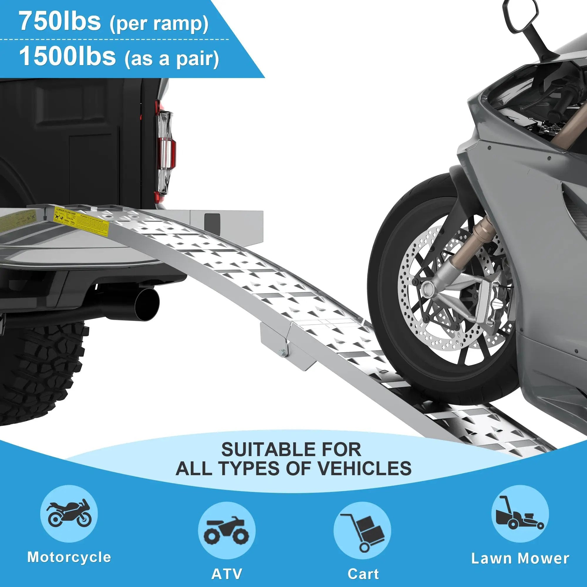 7.5FT Heavy Duty Aluminum Loading Ramp Set for Pickup Truck Beds by HouseOfZazla