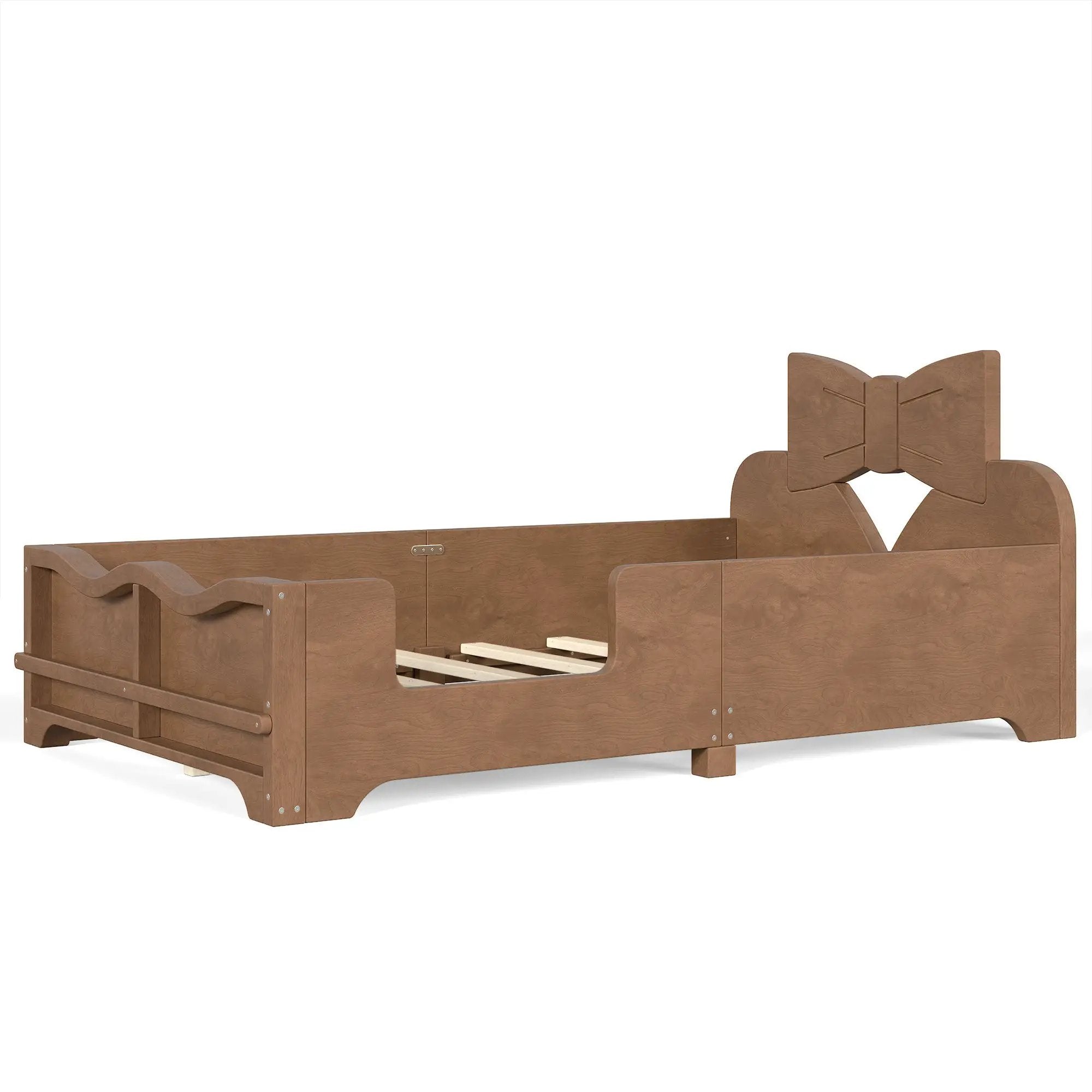 Twin Size Kids Platform Bed with Full Surround Guardrails by HouseOfZazla