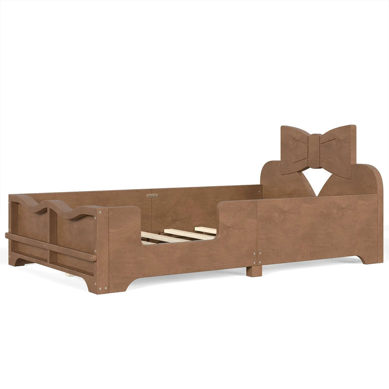 Twin Size Kids Platform Bed with Full Surround Guardrails by HouseOfZazla