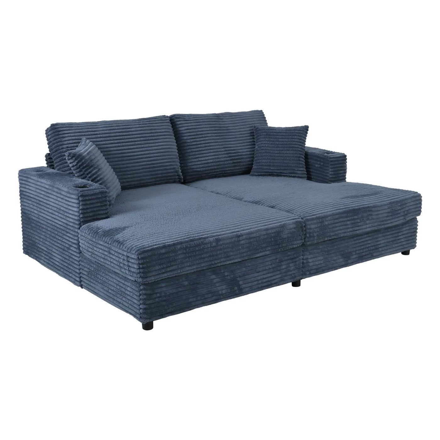 Oversized Loveseat Chaise With 2 USB Ports, 2 Cup Holders And 2 Throw Pillows by HouseOfZazla