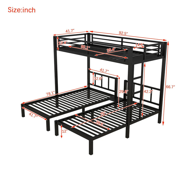 Metal Triple Bunk Bed for Kids by HouseOfZazla