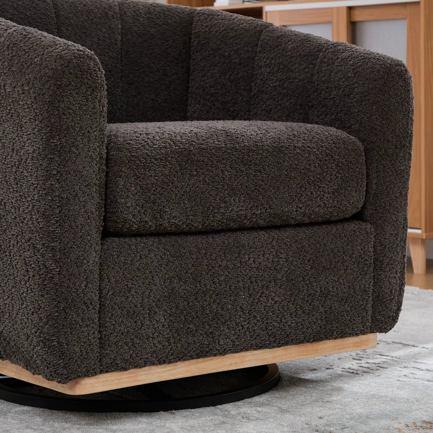 Swivel Upholstered Barrel Chair With Metal Base by HouseOfZazla
