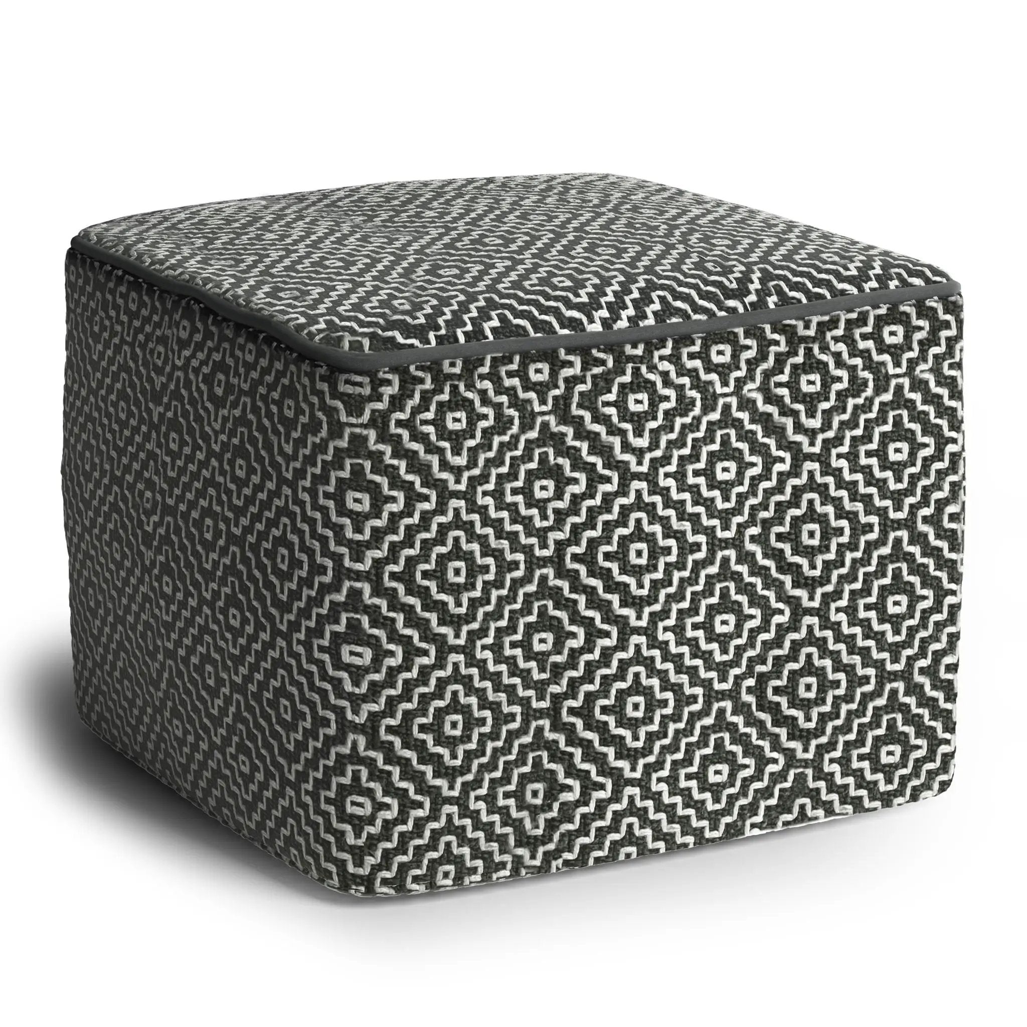 Briella - Square Woven Outdoor / Indoor Pouf - Gray / White by Unique Piece Furniture