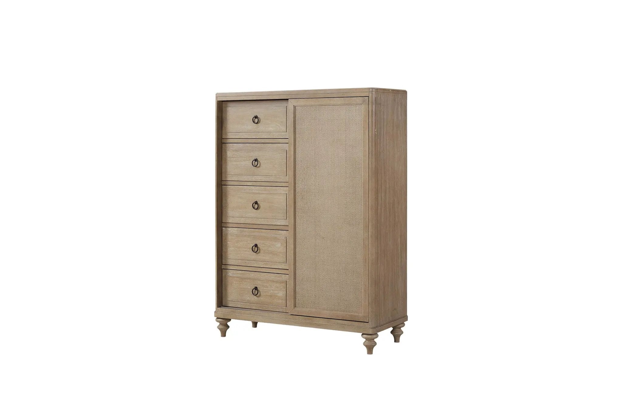 Queen Canopy Bedroom Set With A 2 Drawer Nightstand A Dresser With Poster Mirror And A Door Chest - Sand by HouseOfZazla