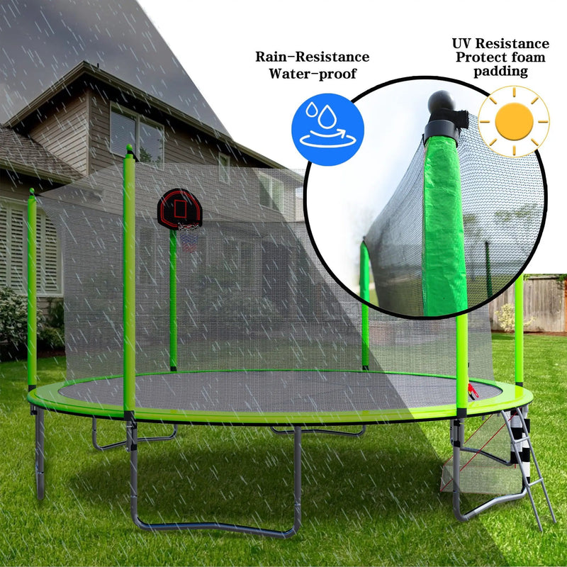 16Ft Trampoline With Basketball Hoop Pump And Ladder (Inner Safety Enclosure) With Soccer Goal by HouseOfZazla