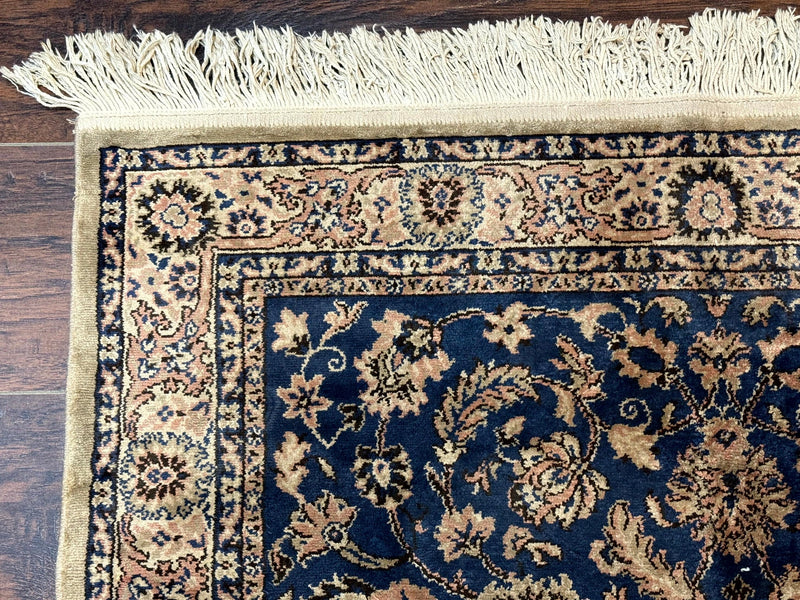 Vintage Art Silk Rug 3x4, Traditional Oriental Persian Design Rug, Belgium Power Loomed Rug, Navy Blue by Jewel Rugs