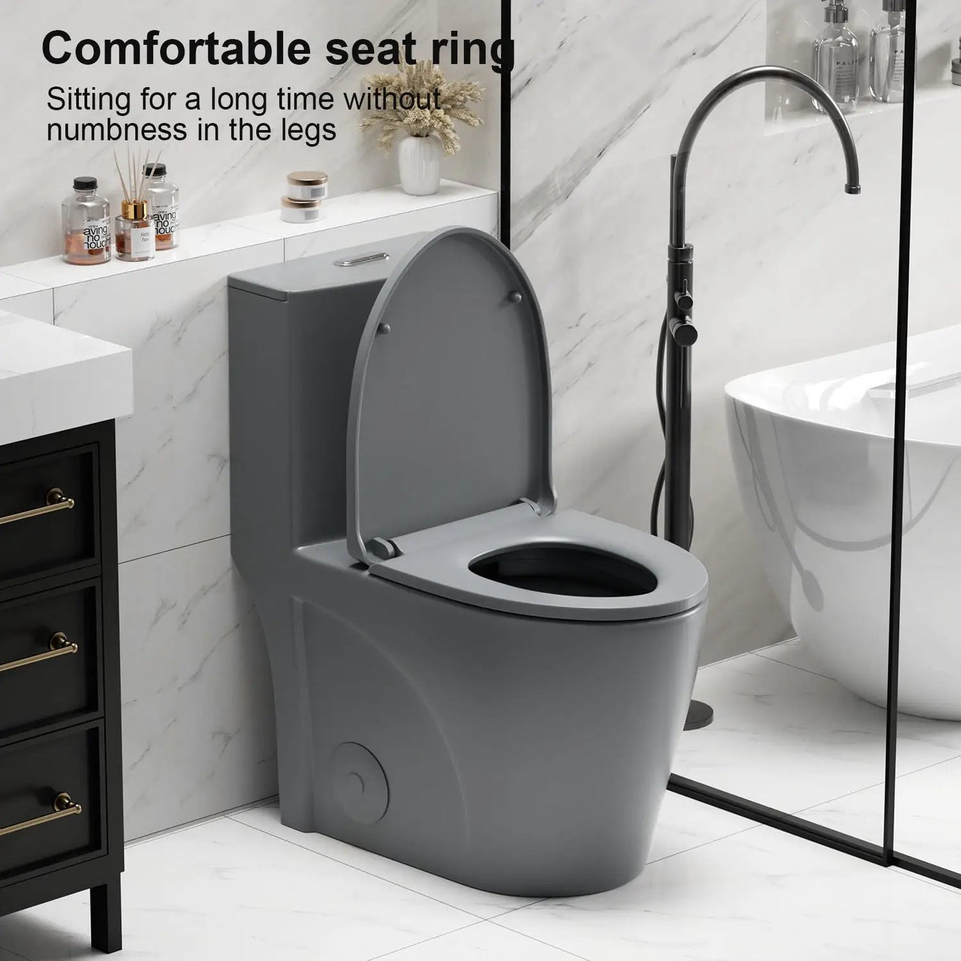 1 Piece Toilet With Tornado Flush, Dual Flush, And ADA Height Comfort Chair by HouseOfZazla