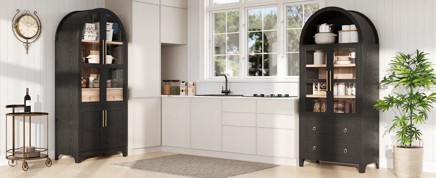 K&K 71" Tall Arched Kitchen Pantry Cabinet by HouseOfZazla