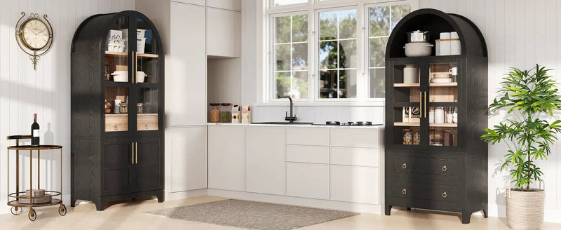 K&K 71" Tall Arched Kitchen Pantry Cabinet by HouseOfZazla