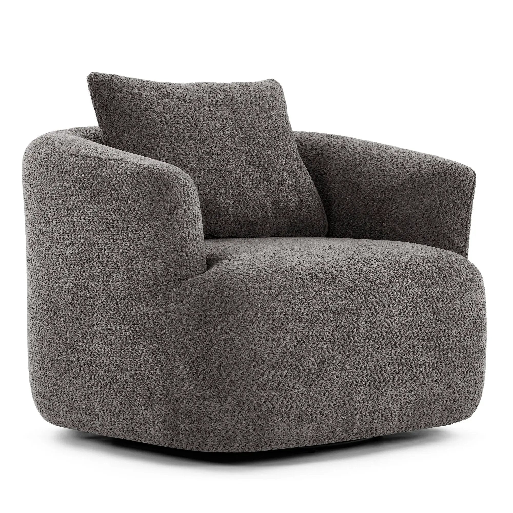 360° Swivel Barrel Sofa Chair With Throw Pillow, Upholstered Accent Chair by HouseOfZazla