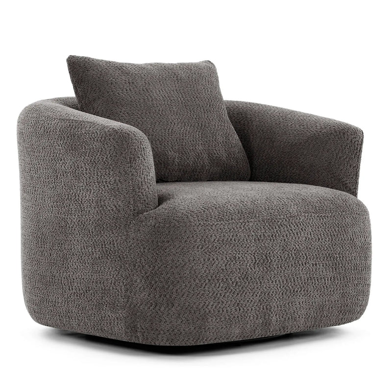 360° Swivel Barrel Sofa Chair With Throw Pillow, Upholstered Accent Chair by HouseOfZazla