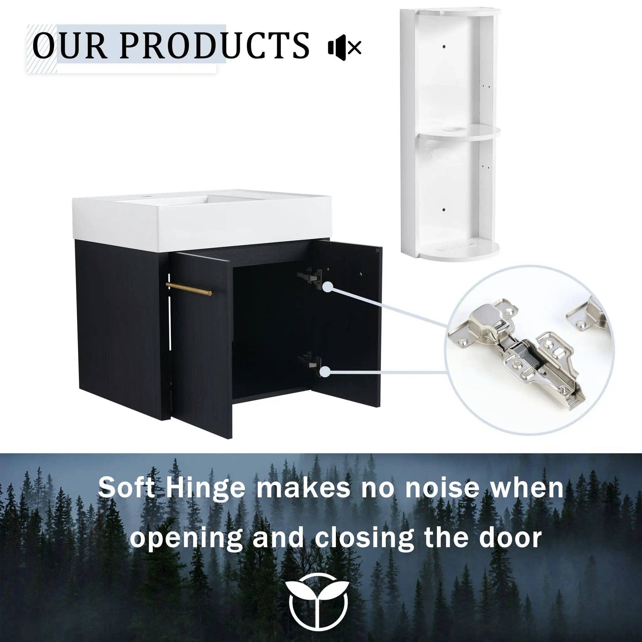 Modern Wall Mounted Bathroom Vanity With Thick Edge Resin Sink And Storage Rack by Unique Piece Furniture