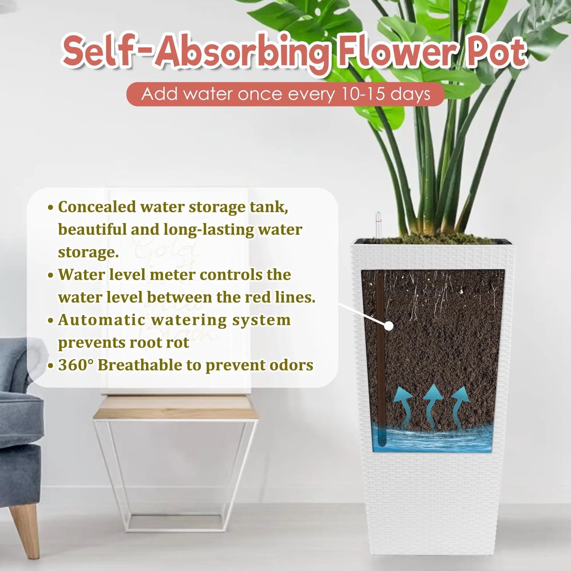 Indoor Outdoor Planter With Automatic Watering System by Unique Piece Furniture