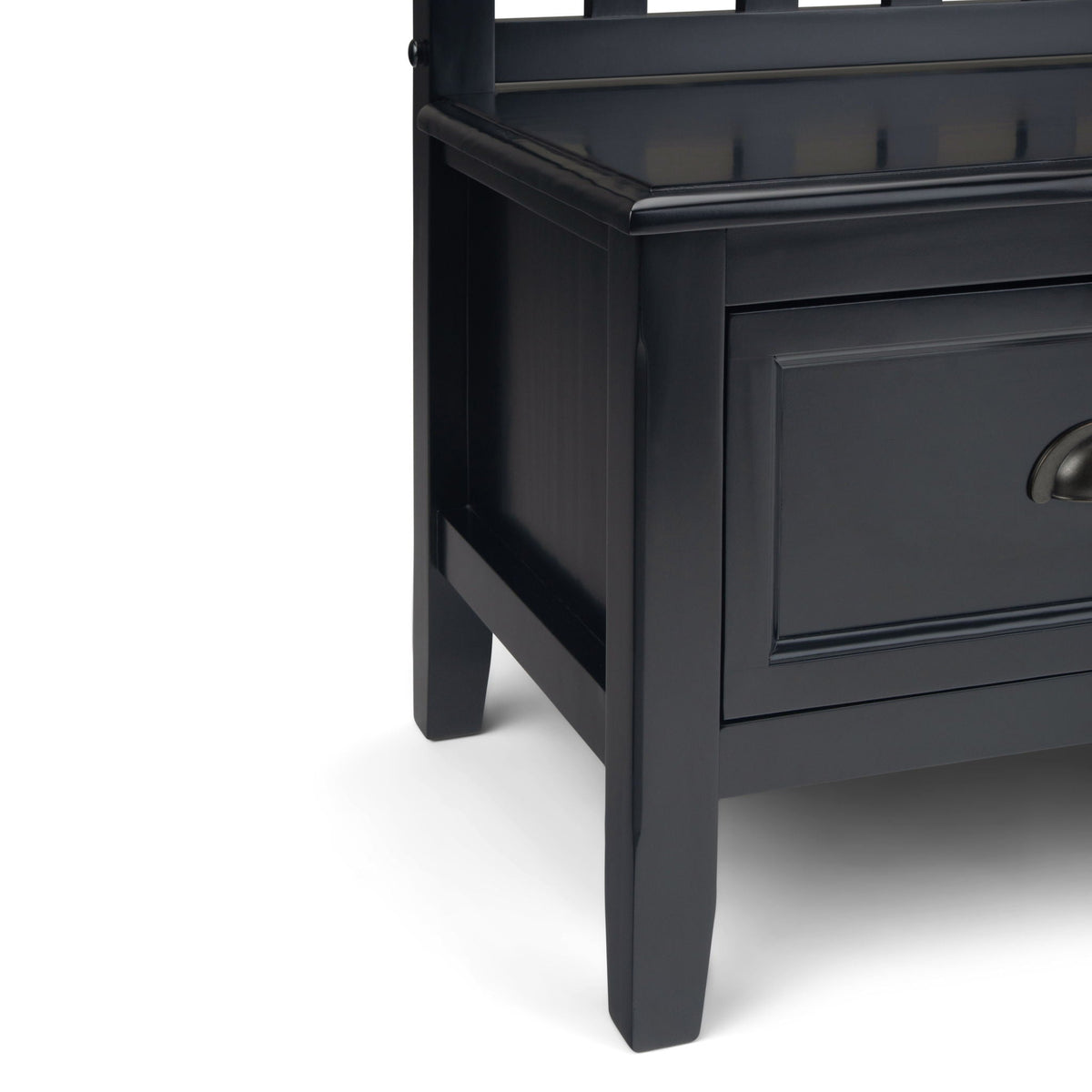 Entryway Storage Bench with Drawers - Solid Wood, Black or Dark Brown, photo 3 of 19
