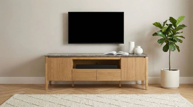 Bradley 63-inch 2-Door SmartTop TV Stand Grey and Natural by Unique Piece Furniture