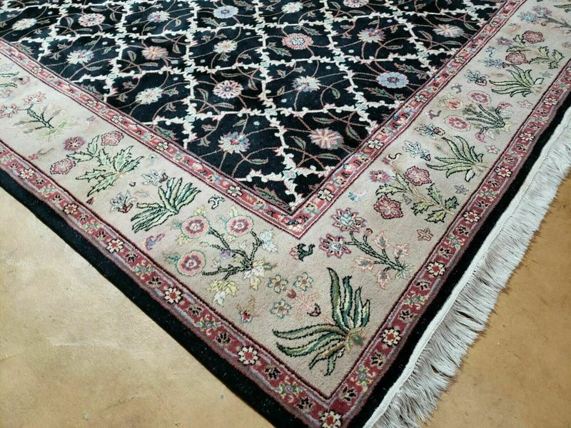 6' X 9' Handmade India Floral Oriental Wool Rug Carpet Hand Knotted Nice Black by Jewel Rugs