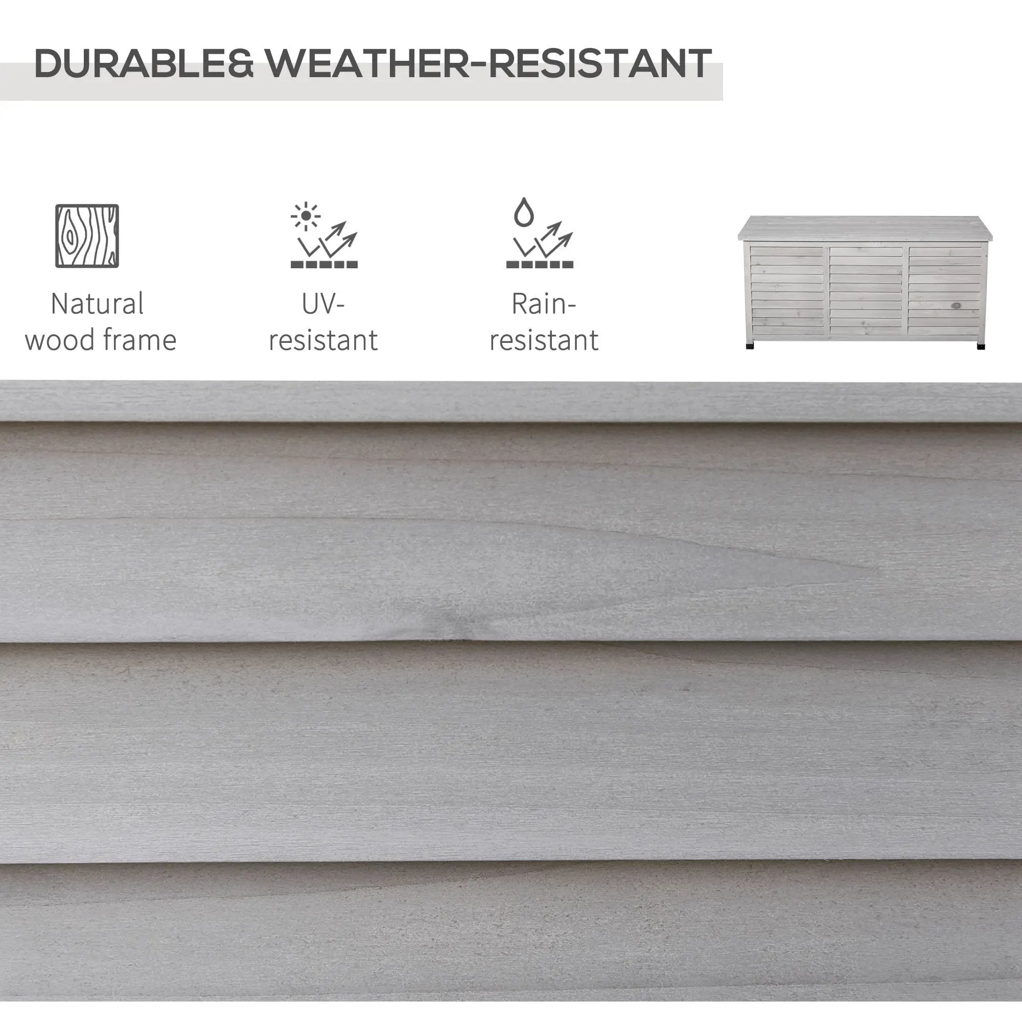Outsunny - 75 Gallon Wooden Deck Box, Outdoor Storage Container With Aerating Gap & Weather-Fighting Finish - Gray by HouseOfZazla