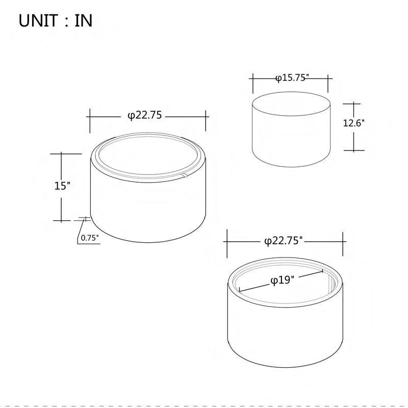 Nesting Ottomans, Round Coffee Table & Bench With Tray (Set of 2) by Unique Piece Furniture